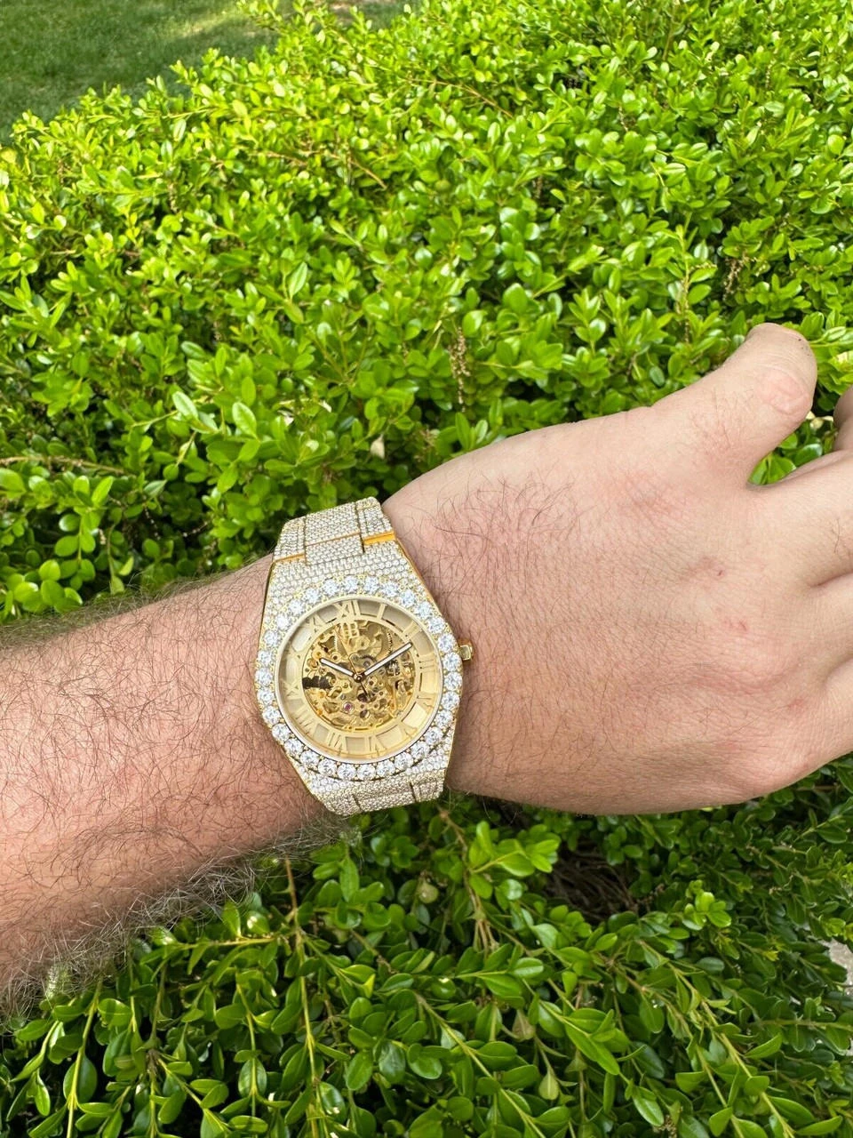 MOISSANITE Automatic Gold Skeleton Watch Mens Real Iced Hip Hop Passes Tester ✅ 13 MOISSANITE Automatic Gold Skeleton Watch Mens Real Iced Hip Hop Passes Tester ✅ - Image 11