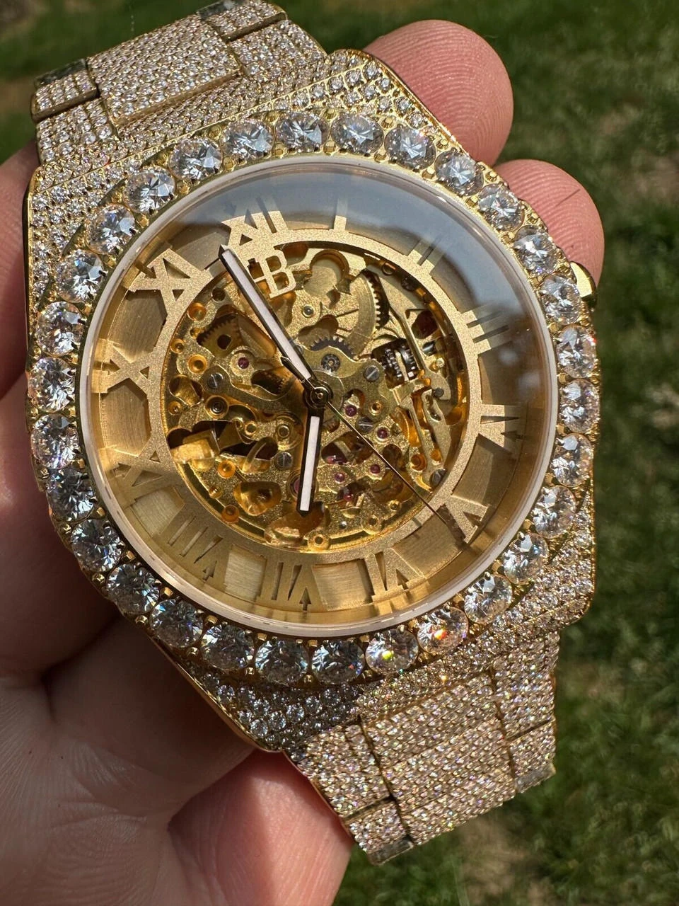 MOISSANITE Automatic Gold Skeleton Watch Mens Real Iced Hip Hop Passes Tester ✅ 17 MOISSANITE Automatic Gold Skeleton Watch Mens Real Iced Hip Hop Passes Tester ✅ - Image 15