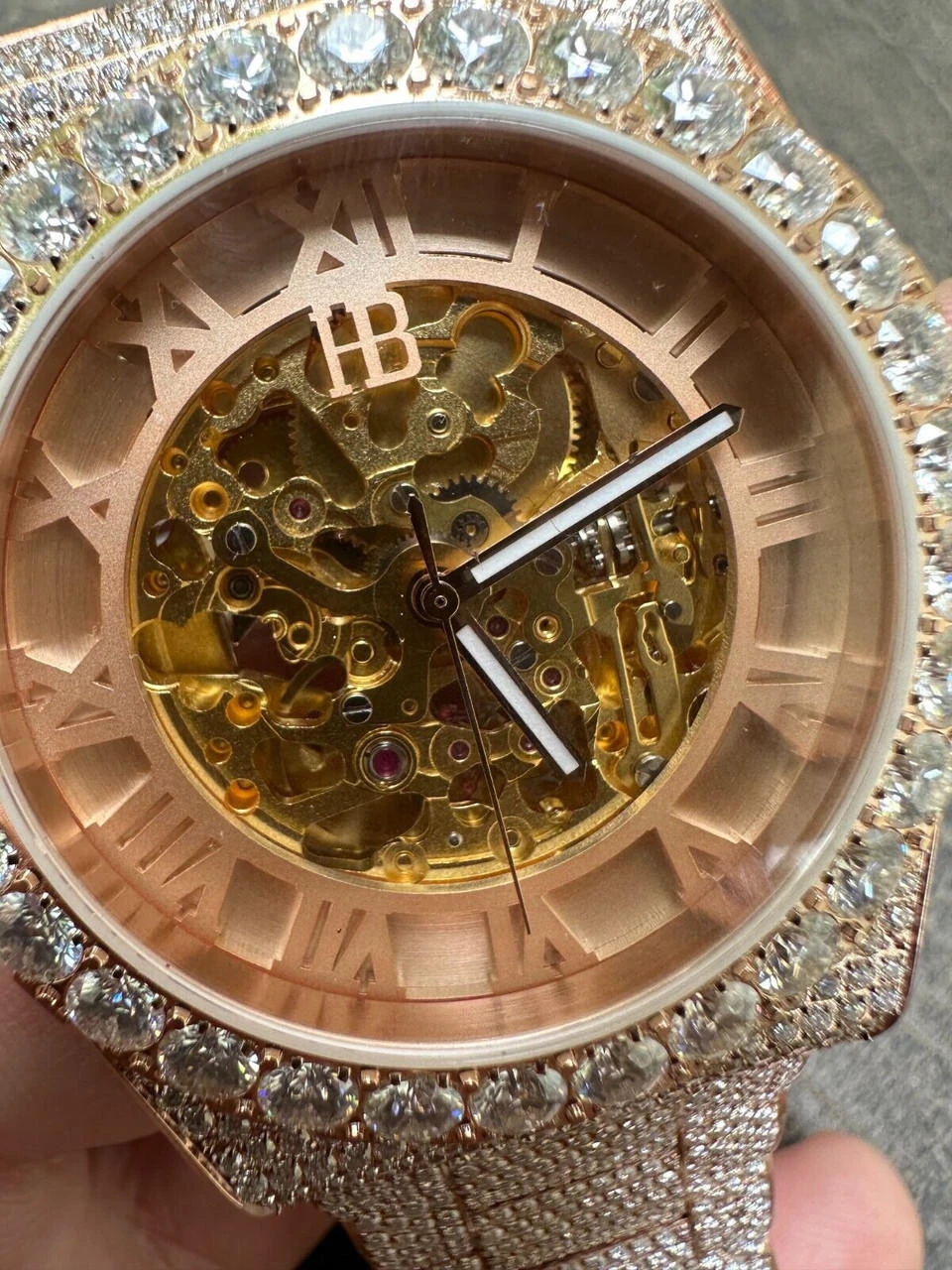 MOISSANITE Automatic Rose Gold Skeleton Watch Mens Real Iced Hip Hop PassTester 4 MOISSANITE Automatic Rose Gold Skeleton Watch Mens Real Iced Hip Hop PassTester - Image 2