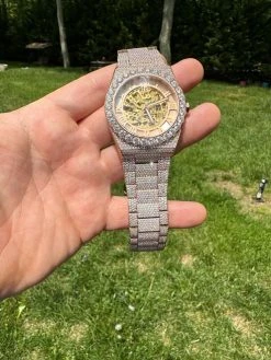 MOISSANITE Automatic Rose Gold Skeleton Watch Mens Real Iced Hip Hop PassTester 24 MOISSANITE Automatic Rose Gold Skeleton Watch Mens Real Iced Hip Hop PassTester -Harlem Bling Shop hip hop moissanite automatic rose gold skeleton watch mens real iced hip hop passtester 90643.1684271274