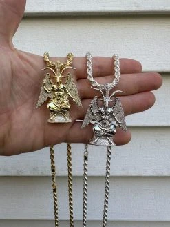 MOISSANITE Baphomet Pendant Iced Devil Goat Satan Pentagram Necklace 925 Silver 38 MOISSANITE Baphomet Pendant Iced Devil Goat Satan Pentagram Necklace 925 Silver -Harlem Bling Shop hip hop moissanite baphomet pendant iced devil goat satan pentagram necklace 925 silver 19930.1699328788