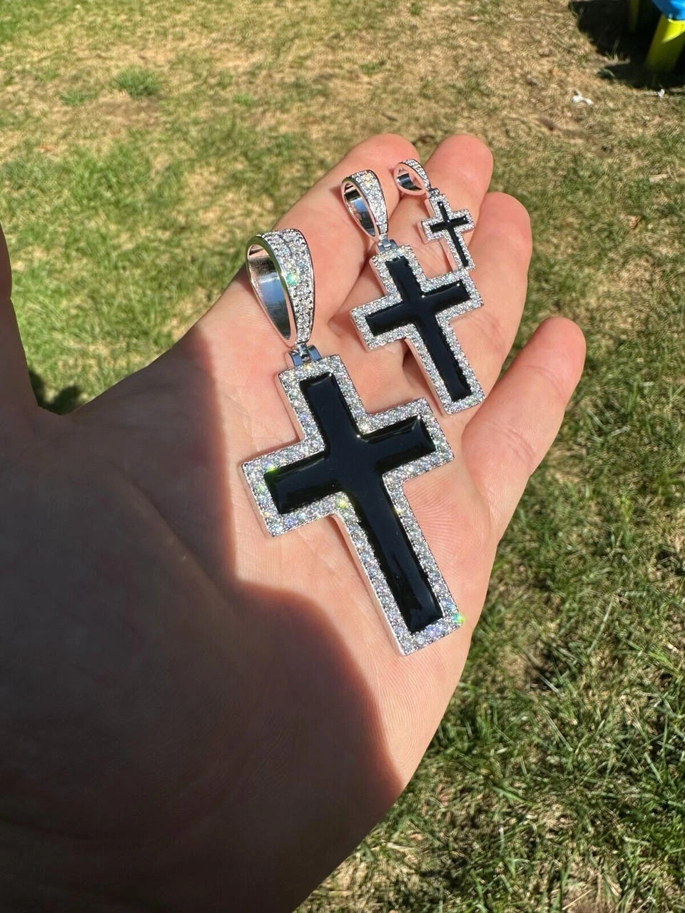 MOISSANITE Cross Pendant Iced Necklace Black Enamel Real 925 Silver 3 Sizes 19 MOISSANITE Cross Pendant Iced Necklace Black Enamel Real 925 Silver 3 Sizes - Image 17