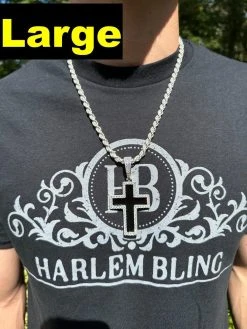 MOISSANITE Cross Pendant Iced Necklace Black Enamel Real 925 Silver 3 Sizes 27 MOISSANITE Cross Pendant Iced Necklace Black Enamel Real 925 Silver 3 Sizes -Harlem Bling Shop hip hop moissanite cross pendant iced necklace black enamel real 925 silver 3 sizes 35432.1694654911