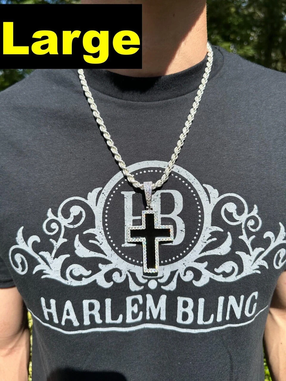 MOISSANITE Cross Pendant Iced Necklace Black Enamel Real 925 Silver 3 Sizes 8 MOISSANITE Cross Pendant Iced Necklace Black Enamel Real 925 Silver 3 Sizes - Image 6