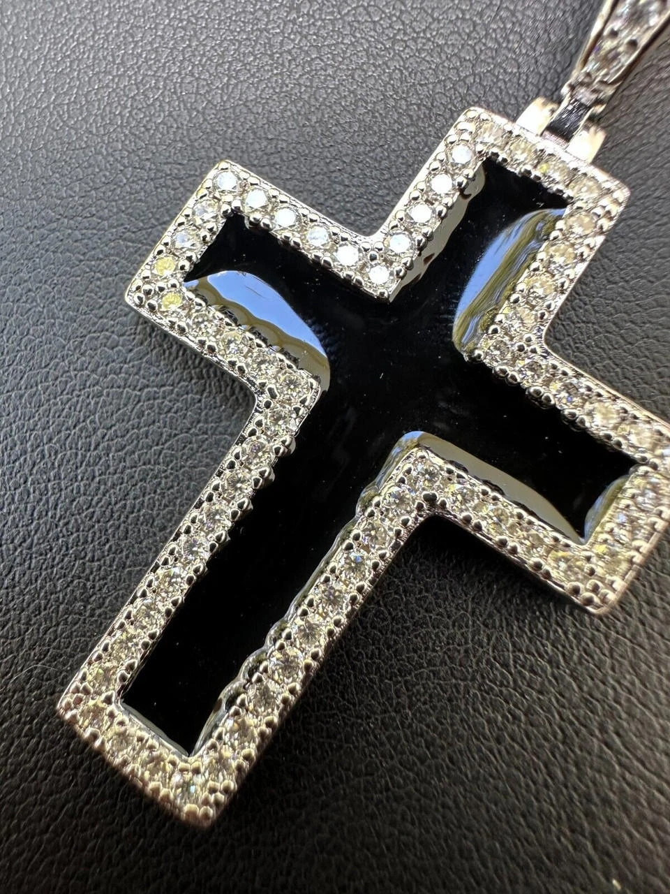 MOISSANITE Cross Pendant Iced Necklace Black Enamel Real 925 Silver 3 Sizes 16 MOISSANITE Cross Pendant Iced Necklace Black Enamel Real 925 Silver 3 Sizes - Image 14
