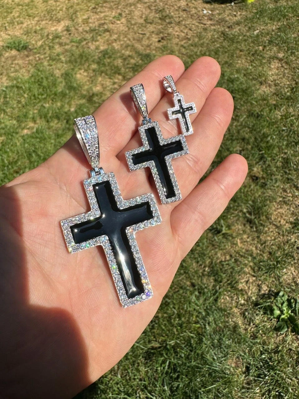MOISSANITE Cross Pendant Iced Necklace Black Enamel Real 925 Silver 3 Sizes 10 MOISSANITE Cross Pendant Iced Necklace Black Enamel Real 925 Silver 3 Sizes - Image 8