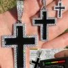 MOISSANITE Cross Pendant Iced Necklace Black Enamel Real 925 Silver 3 Sizes -Harlem Bling Shop hip hop moissanite cross pendant iced necklace black enamel real 925 silver 3 sizes 54067.1694654932