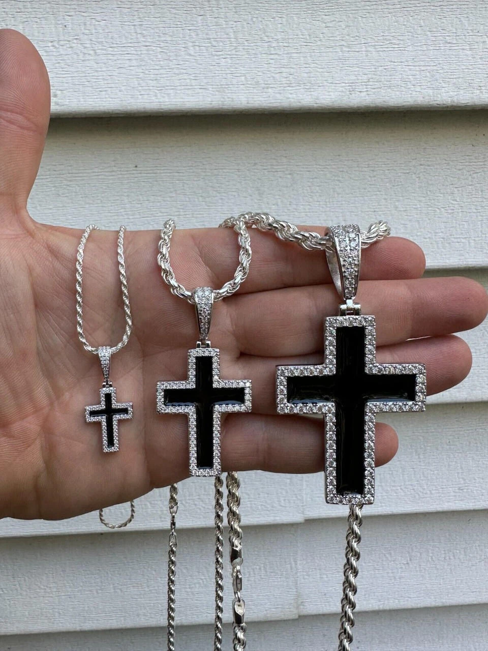 MOISSANITE Cross Pendant Iced Necklace Black Enamel Real 925 Silver 3 Sizes 12 MOISSANITE Cross Pendant Iced Necklace Black Enamel Real 925 Silver 3 Sizes - Image 10