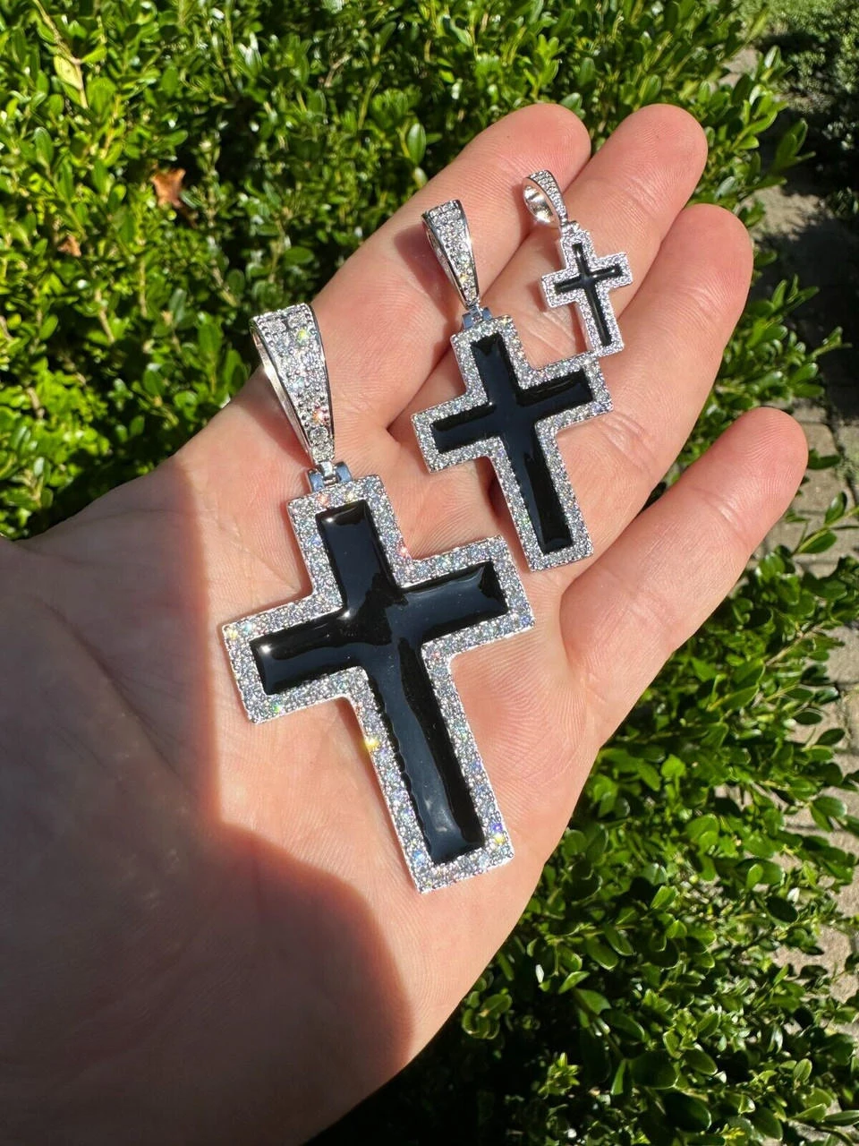 MOISSANITE Cross Pendant Iced Necklace Black Enamel Real 925 Silver 3 Sizes 22 MOISSANITE Cross Pendant Iced Necklace Black Enamel Real 925 Silver 3 Sizes - Image 20