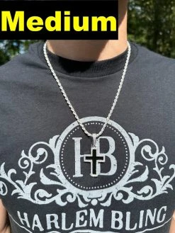 MOISSANITE Cross Pendant Iced Necklace Black Enamel Real 925 Silver 3 Sizes 25 MOISSANITE Cross Pendant Iced Necklace Black Enamel Real 925 Silver 3 Sizes -Harlem Bling Shop hip hop moissanite cross pendant iced necklace black enamel real 925 silver 3 sizes 76416.1694654931