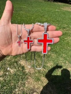 MOISSANITE Cross Pendant Iced Necklace Blood Red Enamel Real 925 Silver 3 Sizes 39 MOISSANITE Cross Pendant Iced Necklace Blood Red Enamel Real 925 Silver 3 Sizes -Harlem Bling Shop hip hop moissanite cross pendant iced necklace blood red enamel real 925 silver 3 sizes 16076.1694654880