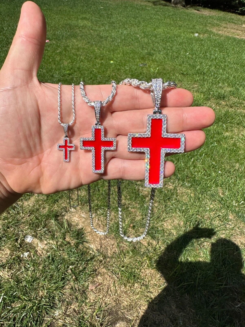 MOISSANITE Cross Pendant Iced Necklace Blood Red Enamel Real 925 Silver 3 Sizes 20 MOISSANITE Cross Pendant Iced Necklace Blood Red Enamel Real 925 Silver 3 Sizes - Image 18