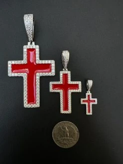 MOISSANITE Cross Pendant Iced Necklace Blood Red Enamel Real 925 Silver 3 Sizes 30 MOISSANITE Cross Pendant Iced Necklace Blood Red Enamel Real 925 Silver 3 Sizes -Harlem Bling Shop hip hop moissanite cross pendant iced necklace blood red enamel real 925 silver 3 sizes 38023.1694654907