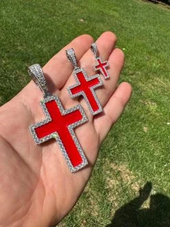 MOISSANITE Cross Pendant Iced Necklace Blood Red Enamel Real 925 Silver 3 Sizes 33 MOISSANITE Cross Pendant Iced Necklace Blood Red Enamel Real 925 Silver 3 Sizes -Harlem Bling Shop hip hop moissanite cross pendant iced necklace blood red enamel real 925 silver 3 sizes 58494.1694654928