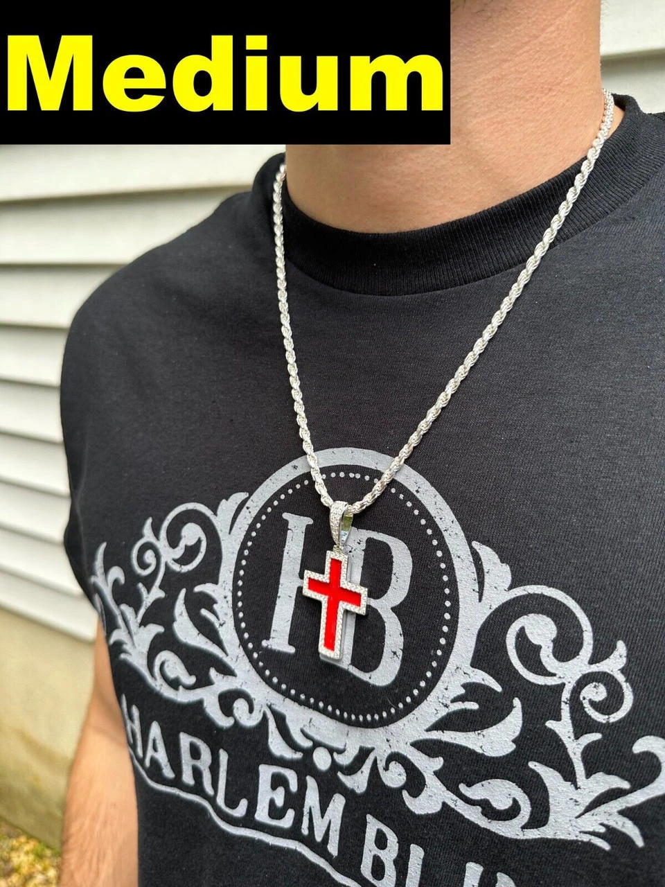 MOISSANITE Cross Pendant Iced Necklace Blood Red Enamel Real 925 Silver 3 Sizes 7 MOISSANITE Cross Pendant Iced Necklace Blood Red Enamel Real 925 Silver 3 Sizes - Image 5