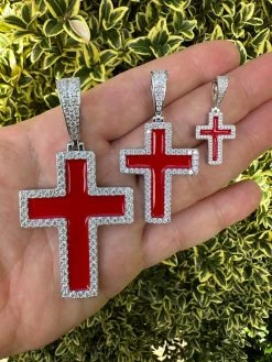 MOISSANITE Cross Pendant Iced Necklace Blood Red Enamel Real 925 Silver 3 Sizes 23 MOISSANITE Cross Pendant Iced Necklace Blood Red Enamel Real 925 Silver 3 Sizes -Harlem Bling Shop hip hop moissanite cross pendant iced necklace blood red enamel real 925 silver 3 sizes 90976.1694654938