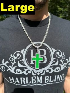 MOISSANITE Cross Pendant Iced Necklace Green Enamel Real 925 Silver - 3 Sizes 26 MOISSANITE Cross Pendant Iced Necklace Green Enamel Real 925 Silver - 3 Sizes -Harlem Bling Shop hip hop moissanite cross pendant iced necklace green enamel real 925 silver 3 sizes 28003.1694654868