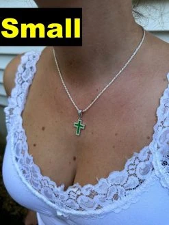 MOISSANITE Cross Pendant Iced Necklace Green Enamel Real 925 Silver - 3 Sizes 25 MOISSANITE Cross Pendant Iced Necklace Green Enamel Real 925 Silver - 3 Sizes -Harlem Bling Shop hip hop moissanite cross pendant iced necklace green enamel real 925 silver 3 sizes 70936.1694654869