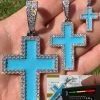 MOISSANITE Cross Pendant Iced Necklace Light Blue Enamel Real 925 Silver 3 Sizes 1 MOISSANITE Cross Pendant Iced Necklace Light Blue Enamel Real 925 Silver 3 Sizes -Harlem Bling Shop hip hop moissanite cross pendant iced necklace light blue enamel real 925 silver 3 sizes 87312.1694654914