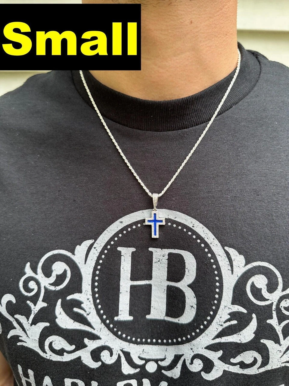 MOISSANITE Cross Pendant Iced Necklace Navy Blue Enamel Real 925 Silver 3 Sizes 14 MOISSANITE Cross Pendant Iced Necklace Navy Blue Enamel Real 925 Silver 3 Sizes - Image 12