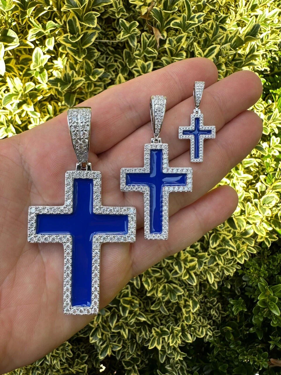 MOISSANITE Cross Pendant Iced Necklace Navy Blue Enamel Real 925 Silver 3 Sizes 20 MOISSANITE Cross Pendant Iced Necklace Navy Blue Enamel Real 925 Silver 3 Sizes - Image 18