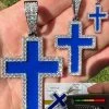 MOISSANITE Cross Pendant Iced Necklace Navy Blue Enamel Real 925 Silver 3 Sizes 2 MOISSANITE Cross Pendant Iced Necklace Navy Blue Enamel Real 925 Silver 3 Sizes -Harlem Bling Shop hip hop moissanite cross pendant iced necklace navy blue enamel real 925 silver 3 sizes 94308.1694655058