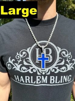 MOISSANITE Cross Pendant Iced Necklace Navy Blue Enamel Real 925 Silver 3 Sizes 25 MOISSANITE Cross Pendant Iced Necklace Navy Blue Enamel Real 925 Silver 3 Sizes -Harlem Bling Shop hip hop moissanite cross pendant iced necklace navy blue enamel real 925 silver 3 sizes 97456.1694654956