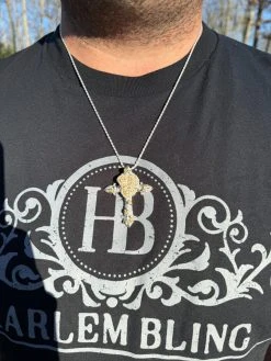 MOISSANITE Cross W. Rose Thorns Pendant Iced Necklace Real 925 Silver / 14k Gold 32 MOISSANITE Cross W. Rose Thorns Pendant Iced Necklace Real 925 Silver / 14k Gold -Harlem Bling Shop hip hop moissanite cross w rose thorns pendant iced necklace real 925 silver 14k gold 20961.1704266776