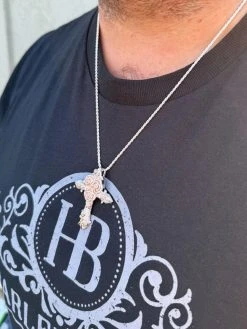 MOISSANITE Cross W. Rose Thorns Pendant Iced Necklace Real 925 Silver / 14k Gold 30 MOISSANITE Cross W. Rose Thorns Pendant Iced Necklace Real 925 Silver / 14k Gold -Harlem Bling Shop hip hop moissanite cross w rose thorns pendant iced necklace real 925 silver 14k gold 49308.1704266788