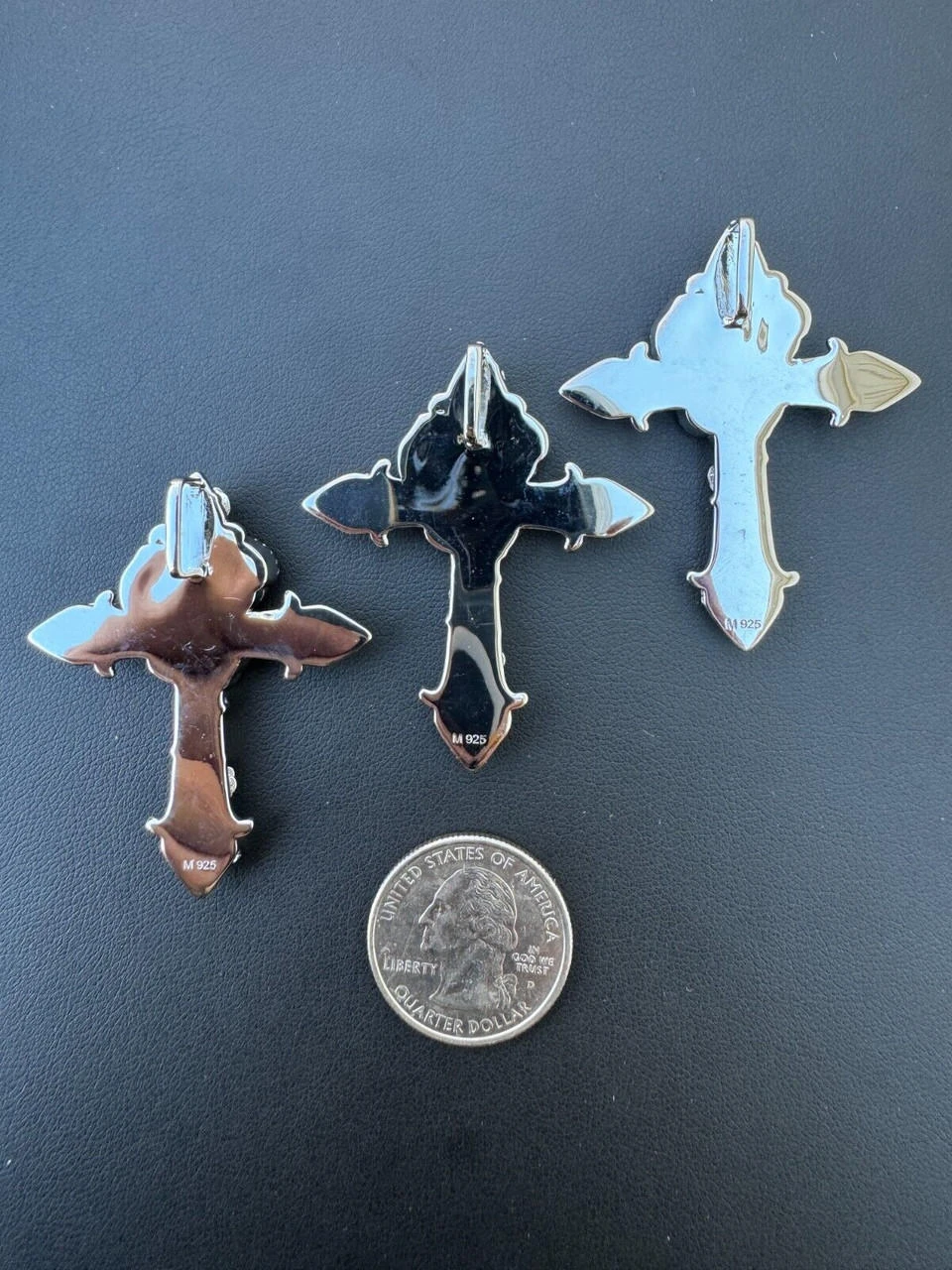 MOISSANITE Cross W. Rose Thorns Pendant Iced Necklace Real 925 Silver / 14k Gold 10 MOISSANITE Cross W. Rose Thorns Pendant Iced Necklace Real 925 Silver / 14k Gold - Image 8