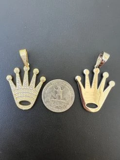 Moissanite Crown Pendant Real 925 Sterling Silver / Gold 25 Moissanite Crown Pendant Real 925 Sterling Silver / Gold -Harlem Bling Shop hip hop moissanite crown pendant real 925 sterling silver gold 47057.1664358835