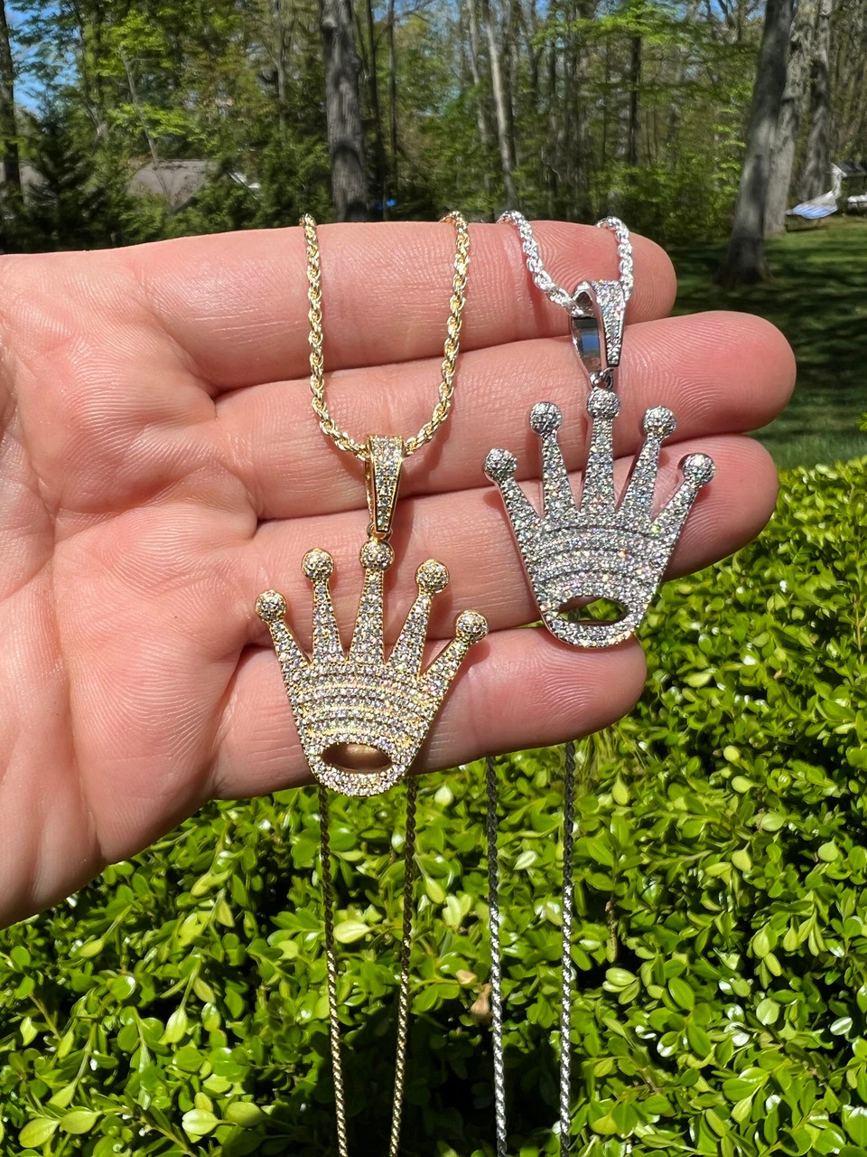 Moissanite Crown Pendant Real 925 Sterling Silver / Gold 7 Moissanite Crown Pendant Real 925 Sterling Silver / Gold - Image 5