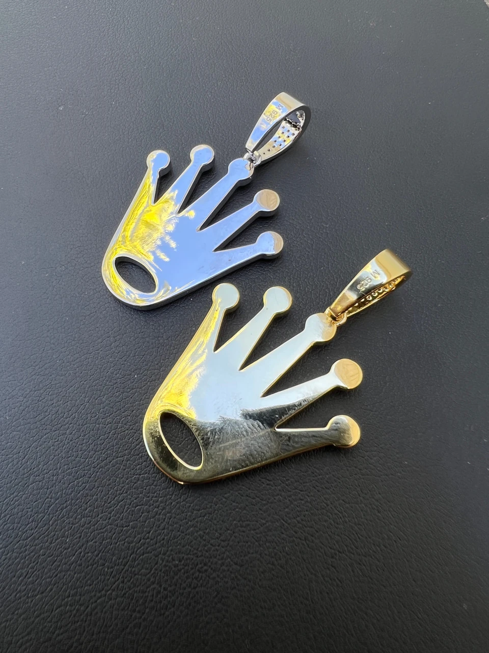 Moissanite Crown Pendant Real 925 Sterling Silver / Gold 11 Moissanite Crown Pendant Real 925 Sterling Silver / Gold - Image 9