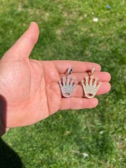 Moissanite Crown Pendant Real 925 Sterling Silver / Gold 24 Moissanite Crown Pendant Real 925 Sterling Silver / Gold -Harlem Bling Shop hip hop moissanite crown pendant real 925 sterling silver gold 70961.1664359157