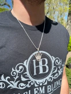 Moissanite Crown Pendant Real 925 Sterling Silver / Gold 22 Moissanite Crown Pendant Real 925 Sterling Silver / Gold -Harlem Bling Shop hip hop moissanite crown pendant real 925 sterling silver gold 96315.1664362553