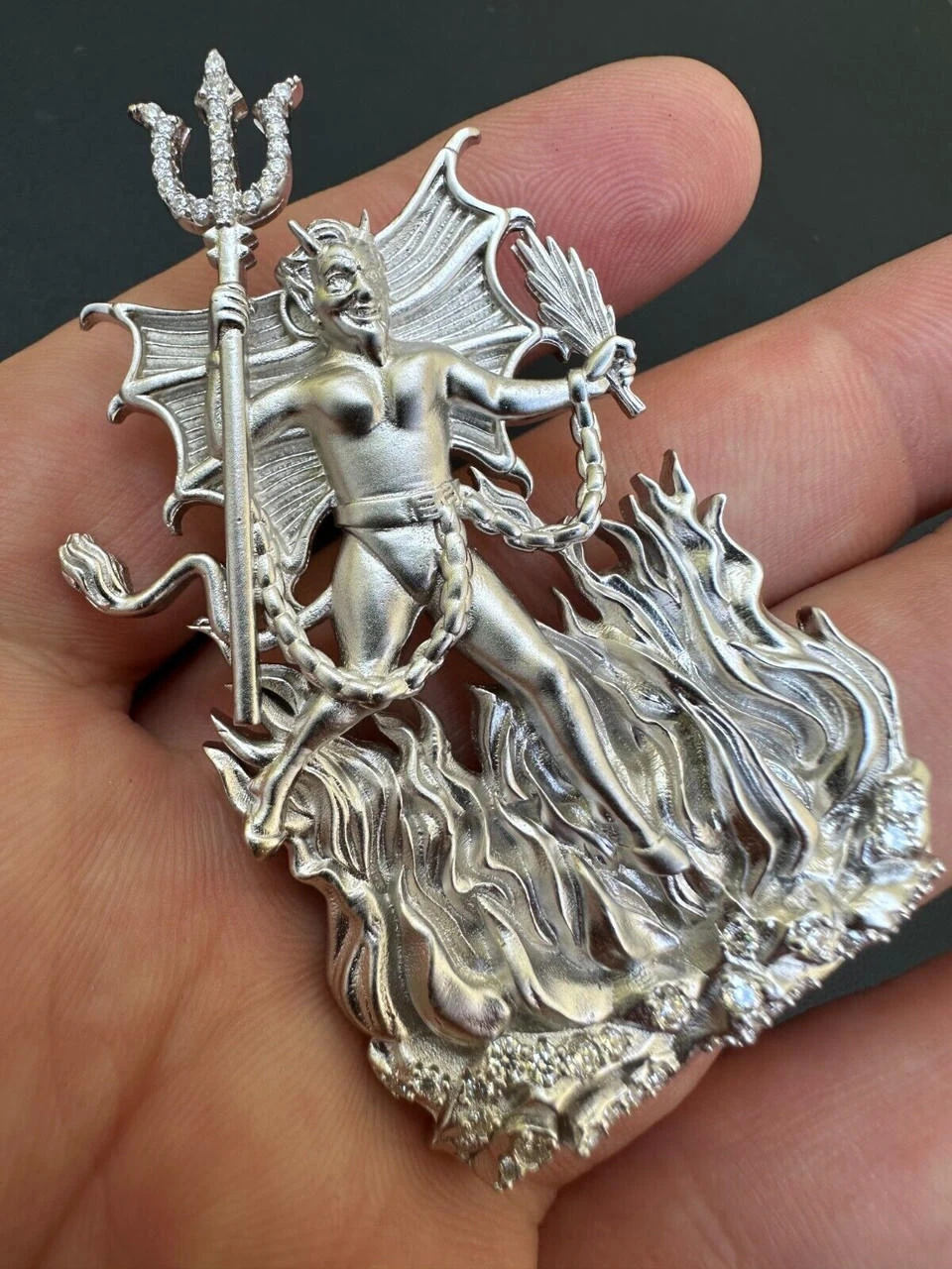 MOISSANITE Devil Satan Heavy Pendant - Iced Diablo Demon Necklace Real 925 Silver 15 MOISSANITE Devil Satan Heavy Pendant - Iced Diablo Demon Necklace Real 925 Silver - Image 13