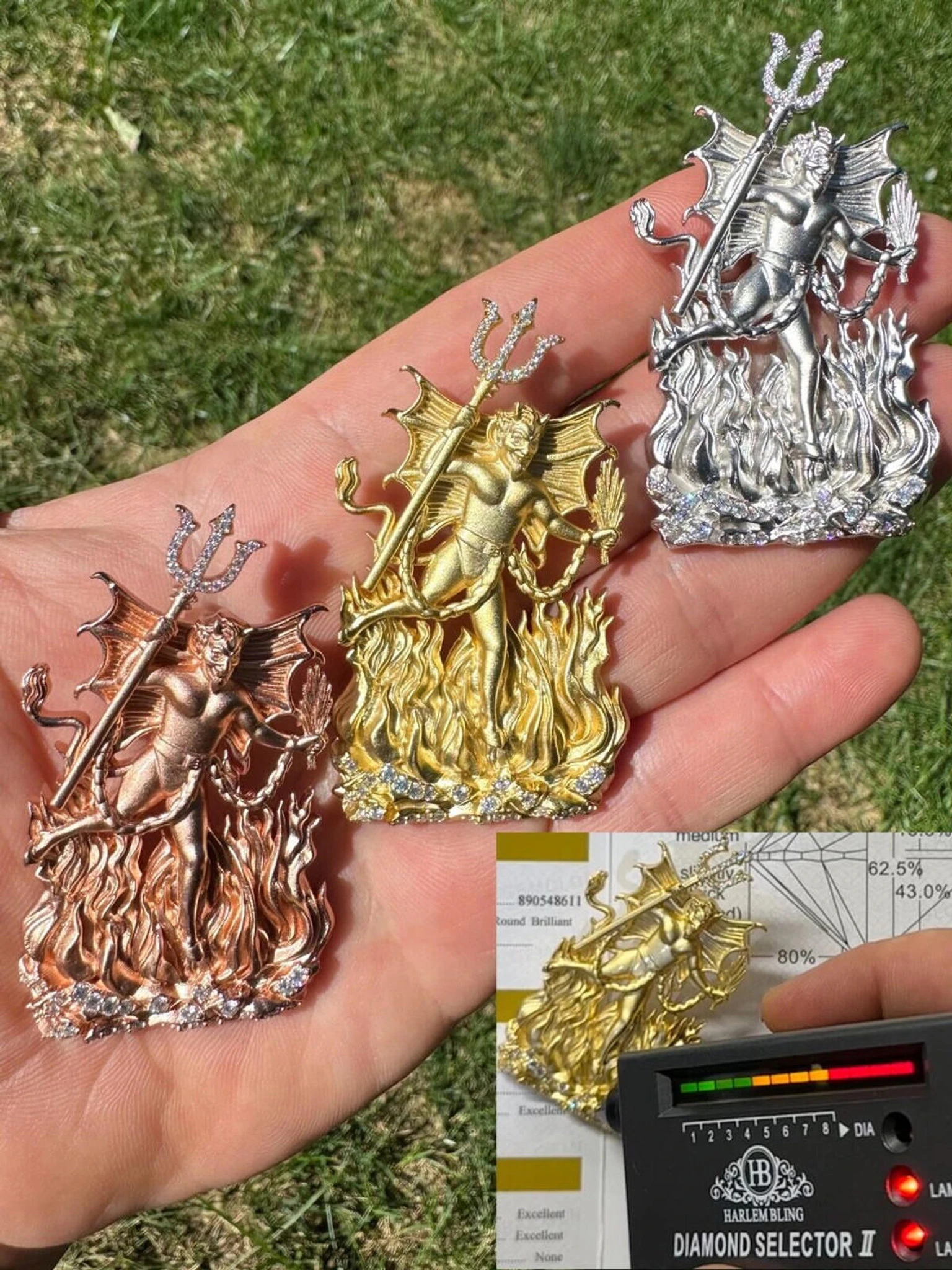 MOISSANITE Devil Satan Heavy Pendant - Iced Diablo Demon Necklace Real 925 Silver 3 MOISSANITE Devil Satan Heavy Pendant - Iced Diablo Demon Necklace Real 925 Silver