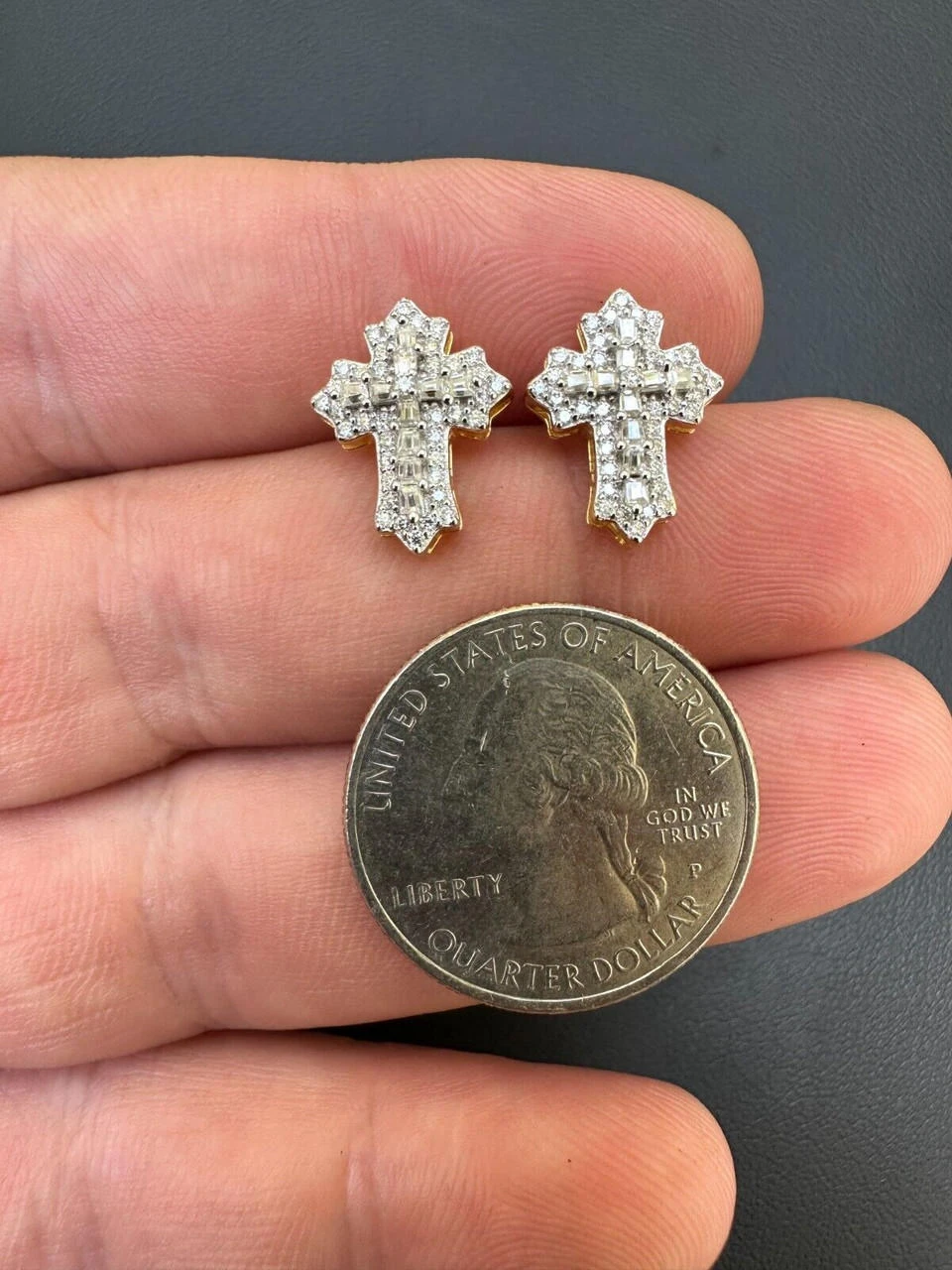 Moissanite Gothic Cross Large Earrings 14k Gold Vermeil 925 Silver Iced Hip Hop 13 Moissanite Gothic Cross Large Earrings 14k Gold Vermeil 925 Silver Iced Hip Hop - Image 11
