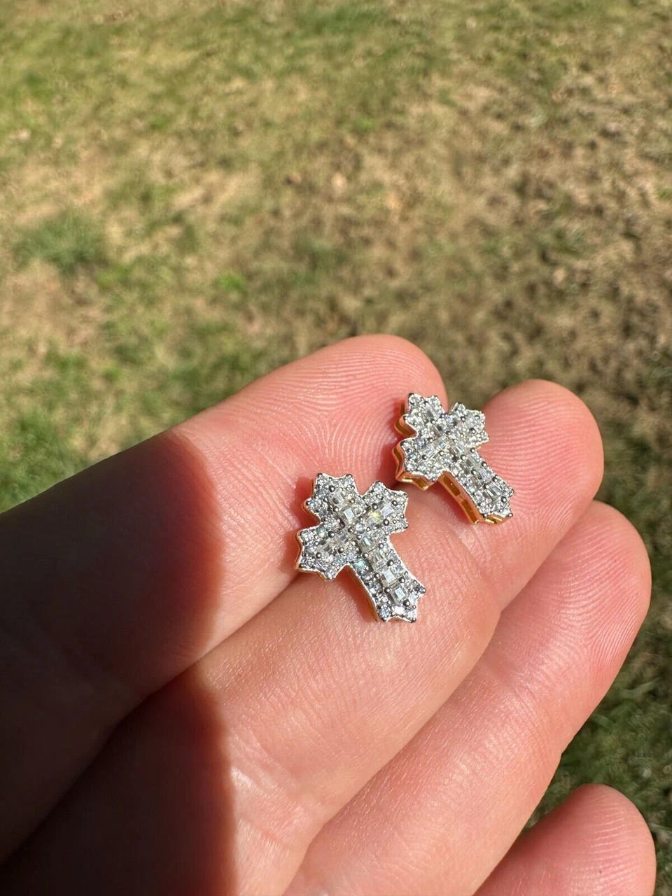 Moissanite Gothic Cross Large Earrings 14k Gold Vermeil 925 Silver Iced Hip Hop 10 Moissanite Gothic Cross Large Earrings 14k Gold Vermeil 925 Silver Iced Hip Hop - Image 8