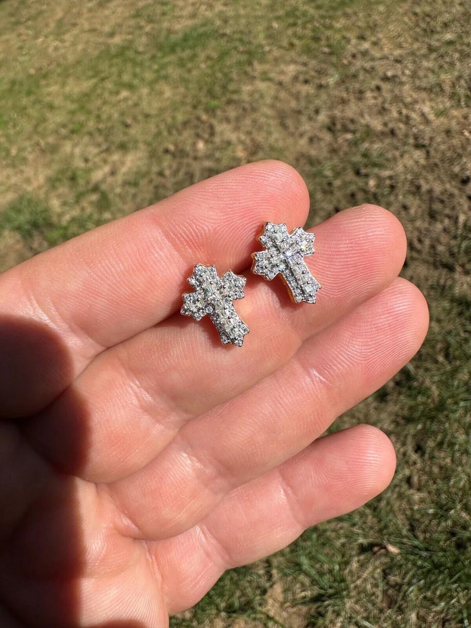 Moissanite Gothic Cross Large Earrings 14k Gold Vermeil 925 Silver Iced Hip Hop 9 Moissanite Gothic Cross Large Earrings 14k Gold Vermeil 925 Silver Iced Hip Hop - Image 7