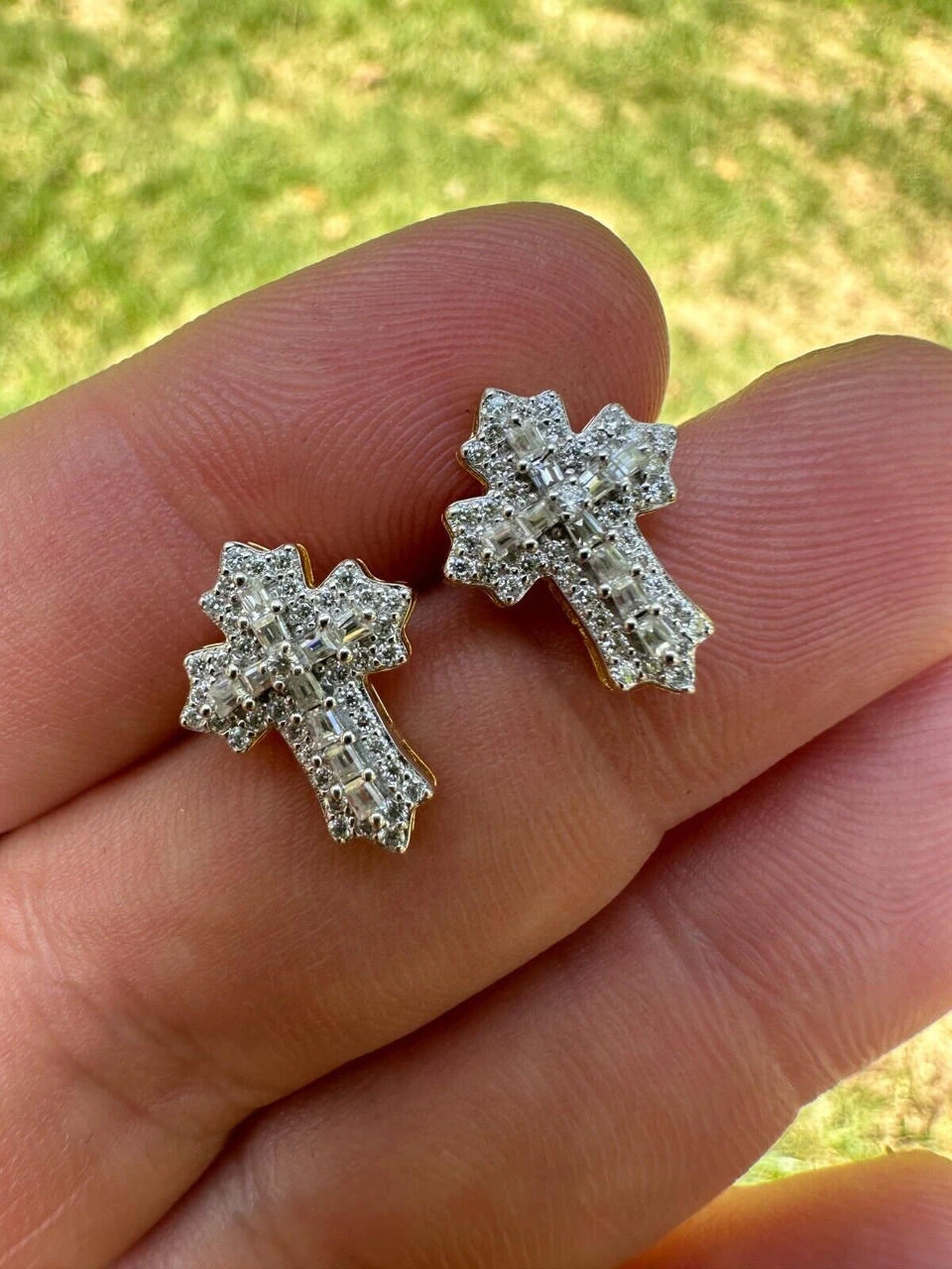 Moissanite Gothic Cross Large Earrings 14k Gold Vermeil 925 Silver Iced Hip Hop 20 Moissanite Gothic Cross Large Earrings 14k Gold Vermeil 925 Silver Iced Hip Hop - Image 18