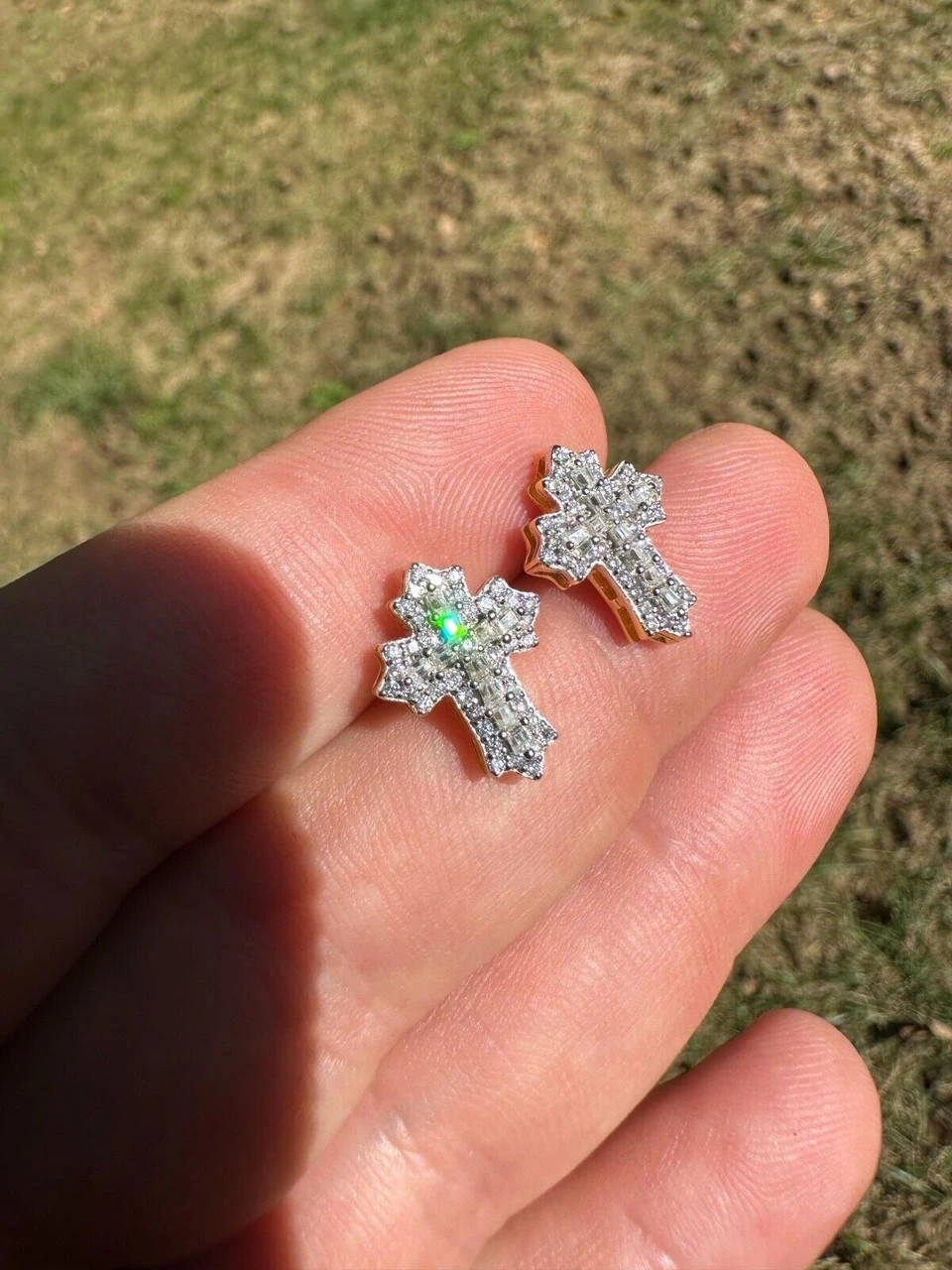 Moissanite Gothic Cross Large Earrings 14k Gold Vermeil 925 Silver Iced Hip Hop 16 Moissanite Gothic Cross Large Earrings 14k Gold Vermeil 925 Silver Iced Hip Hop - Image 14