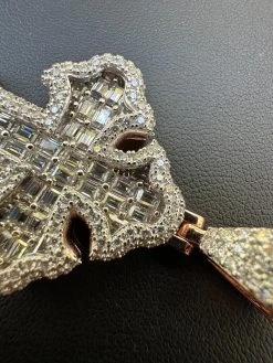 MOISSANITE Gothic Tupac Cross Pendant Baguette Necklace Rose Gold Plated 925 Silver 38 MOISSANITE Gothic Tupac Cross Pendant Baguette Necklace Rose Gold Plated 925 Silver -Harlem Bling Shop hip hop moissanite gothic tupac cross pendant baguette necklace rose gold plated 925 silver 17024.1693703431