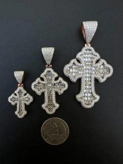 MOISSANITE Gothic Tupac Cross Pendant Baguette Necklace Rose Gold Plated 925 Silver 36 MOISSANITE Gothic Tupac Cross Pendant Baguette Necklace Rose Gold Plated 925 Silver -Harlem Bling Shop hip hop moissanite gothic tupac cross pendant baguette necklace rose gold plated 925 silver 21358.1693703436