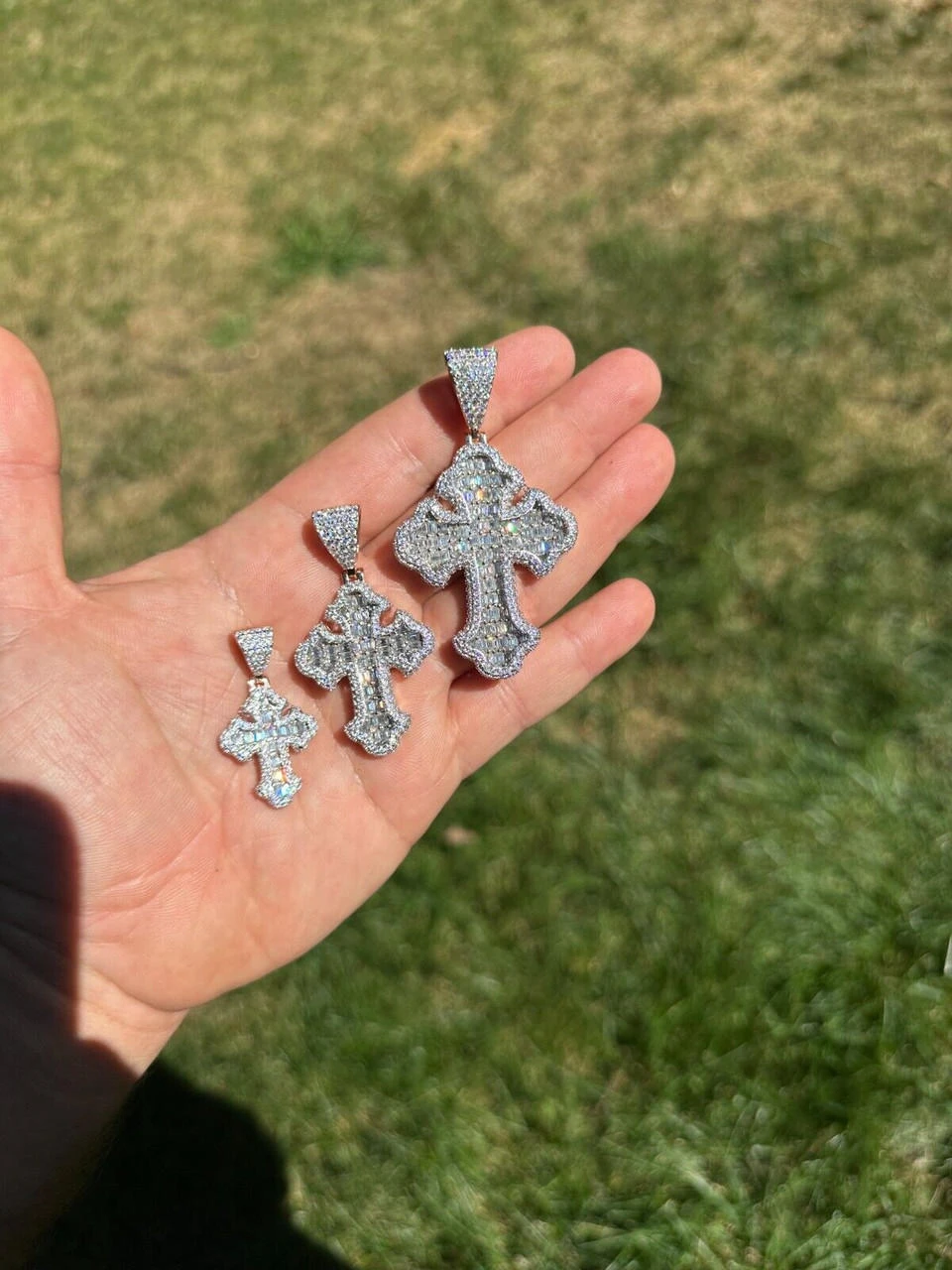 MOISSANITE Gothic Tupac Cross Pendant Baguette Necklace Rose Gold Plated 925 Silver 11 MOISSANITE Gothic Tupac Cross Pendant Baguette Necklace Rose Gold Plated 925 Silver - Image 9