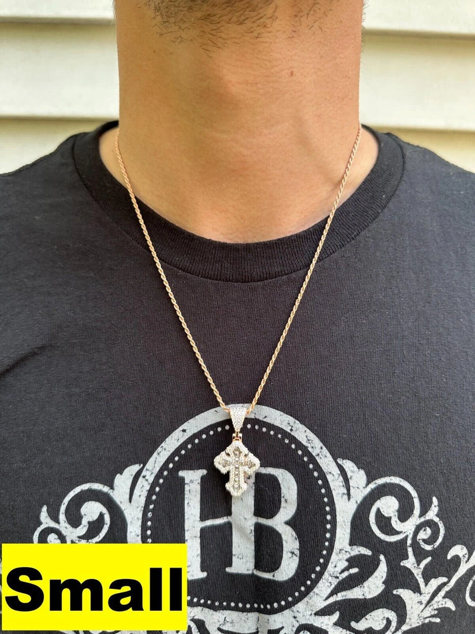 MOISSANITE Gothic Tupac Cross Pendant Baguette Necklace Rose Gold Plated 925 Silver 15 MOISSANITE Gothic Tupac Cross Pendant Baguette Necklace Rose Gold Plated 925 Silver - Image 13