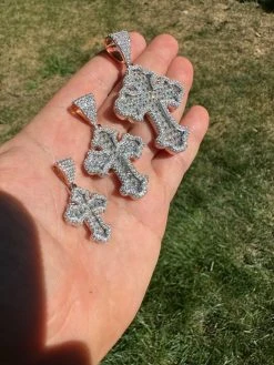 MOISSANITE Gothic Tupac Cross Pendant Baguette Necklace Rose Gold Plated 925 Silver 31 MOISSANITE Gothic Tupac Cross Pendant Baguette Necklace Rose Gold Plated 925 Silver -Harlem Bling Shop hip hop moissanite gothic tupac cross pendant baguette necklace rose gold plated 925 silver 46001.1693703425