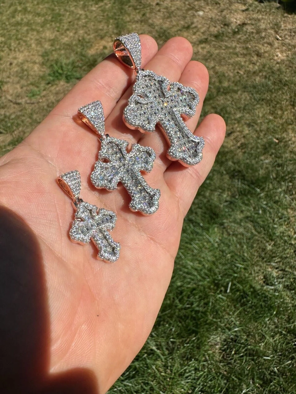 MOISSANITE Gothic Tupac Cross Pendant Baguette Necklace Rose Gold Plated 925 Silver 12 MOISSANITE Gothic Tupac Cross Pendant Baguette Necklace Rose Gold Plated 925 Silver - Image 10