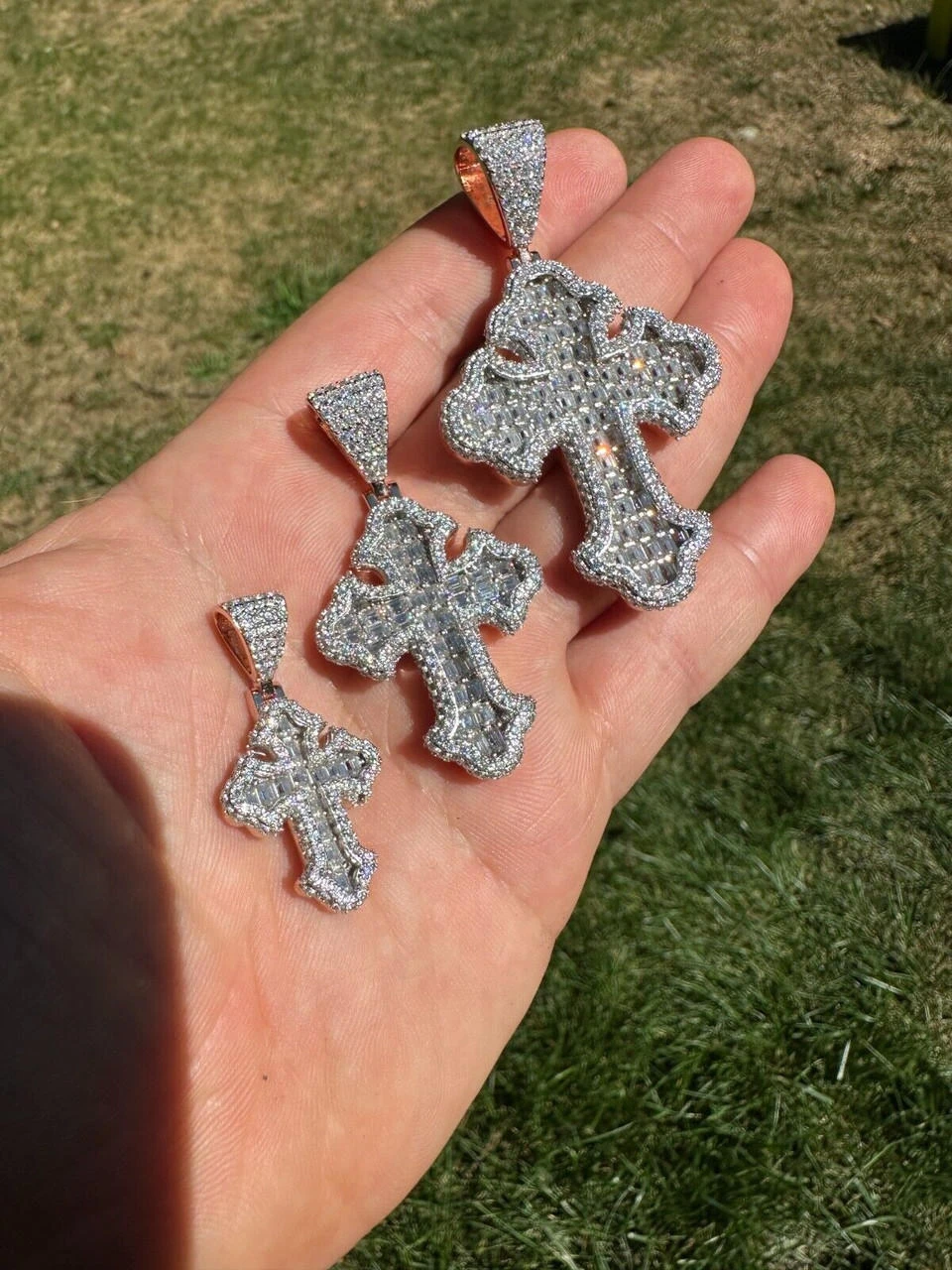 MOISSANITE Gothic Tupac Cross Pendant Baguette Necklace Rose Gold Plated 925 Silver 21 MOISSANITE Gothic Tupac Cross Pendant Baguette Necklace Rose Gold Plated 925 Silver - Image 19