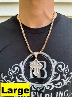 MOISSANITE Gothic Tupac Cross Pendant Baguette Necklace Rose Gold Plated 925 Silver 35 MOISSANITE Gothic Tupac Cross Pendant Baguette Necklace Rose Gold Plated 925 Silver -Harlem Bling Shop hip hop moissanite gothic tupac cross pendant baguette necklace rose gold plated 925 silver 71248.1693703400